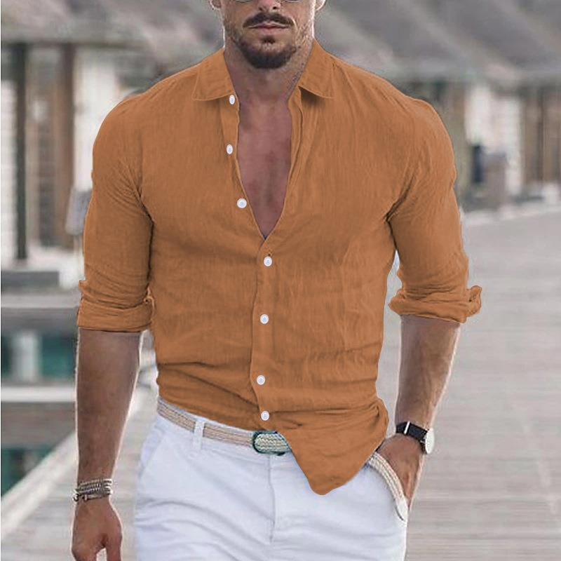 George - Chemise décontractée à manches longues avec boutons pour hommes