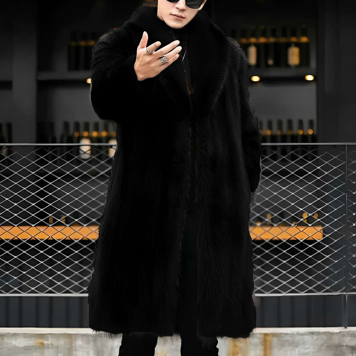Matteo - Long manteau en fourrure élégant pour homme