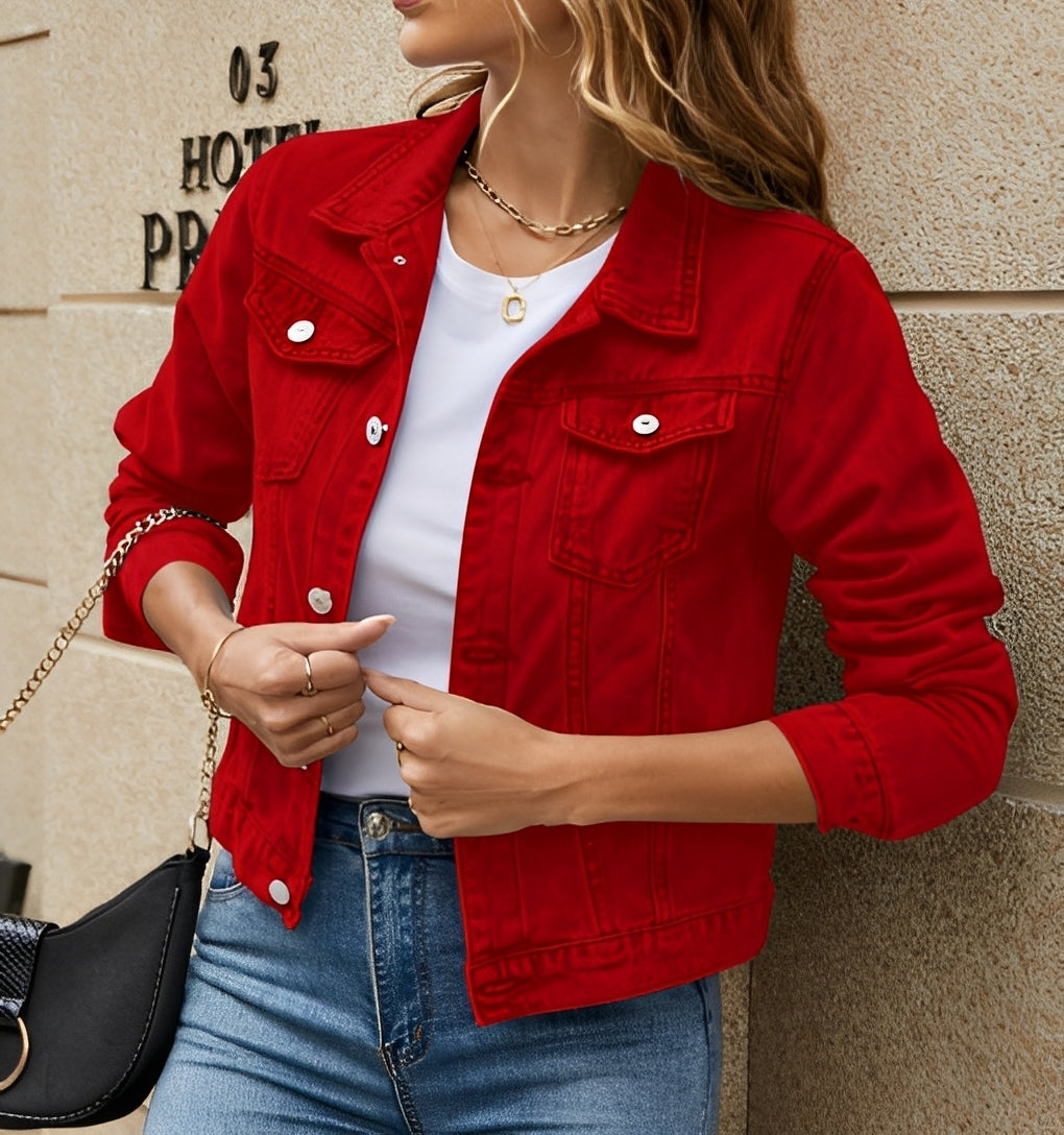 Julia - Veste en jean moderne avec col à revers pour femmes