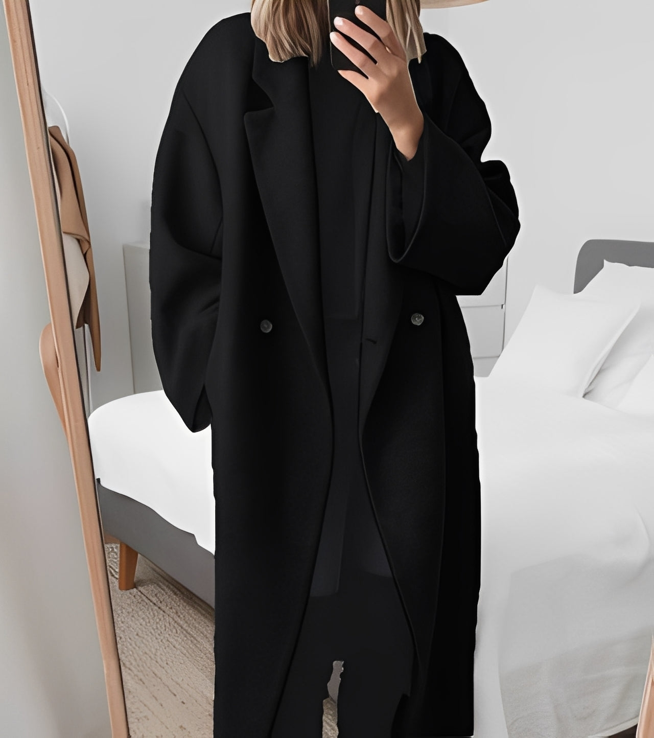 Carolane - Grand manteau en laine pour femme