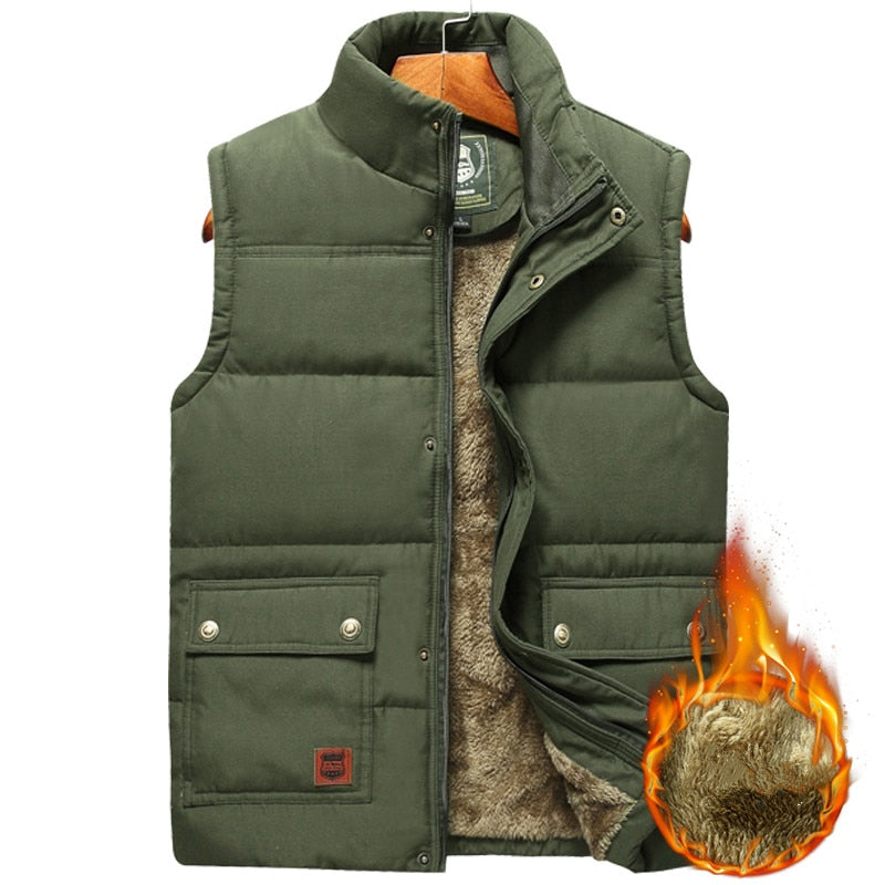 Bodywarmer homme sans manches doublé à col haut et poches