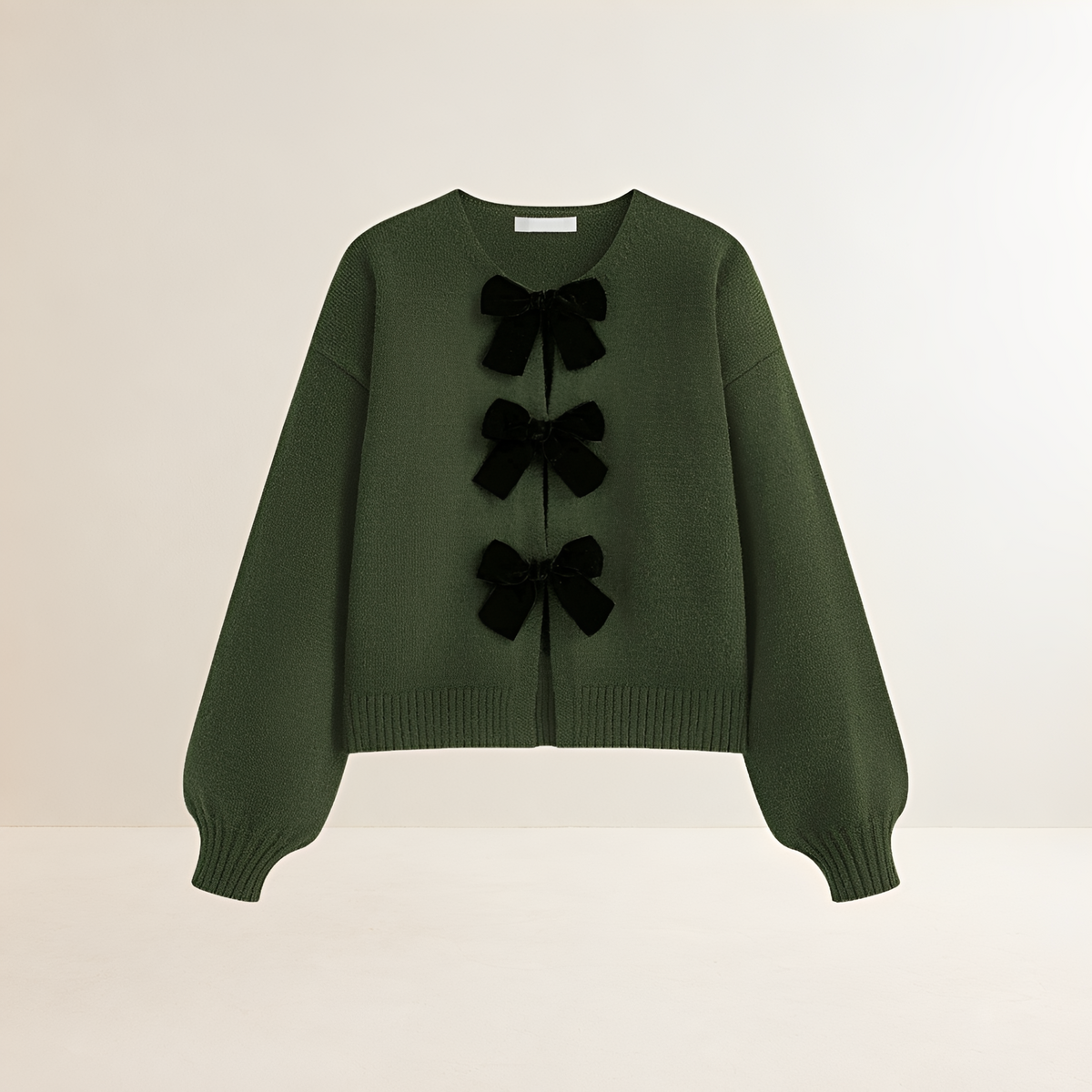 Cardigan femme à manches lanternes, détails nœud, coupe décontractée