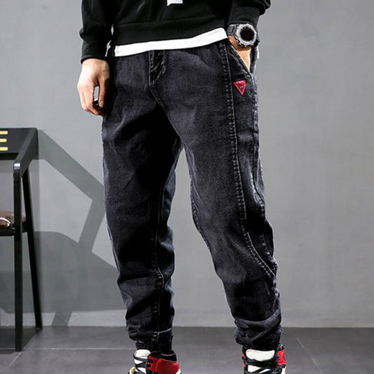 Jeans baggy pour homme coupe décontractée taille ajustable
