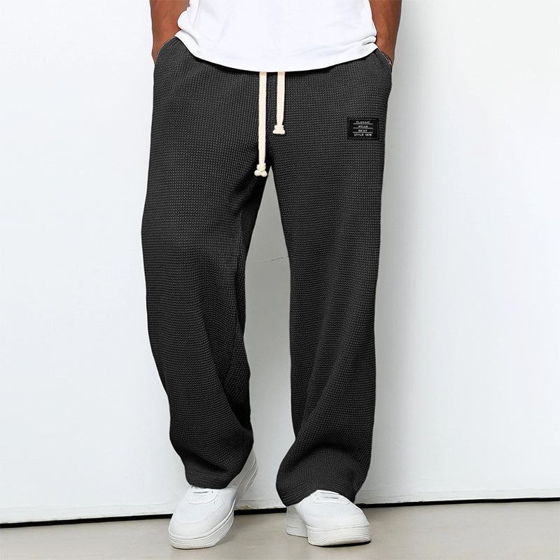 Pantalon jogging homme à texture gaufrée et taille à cordon de serrage - coupe droite