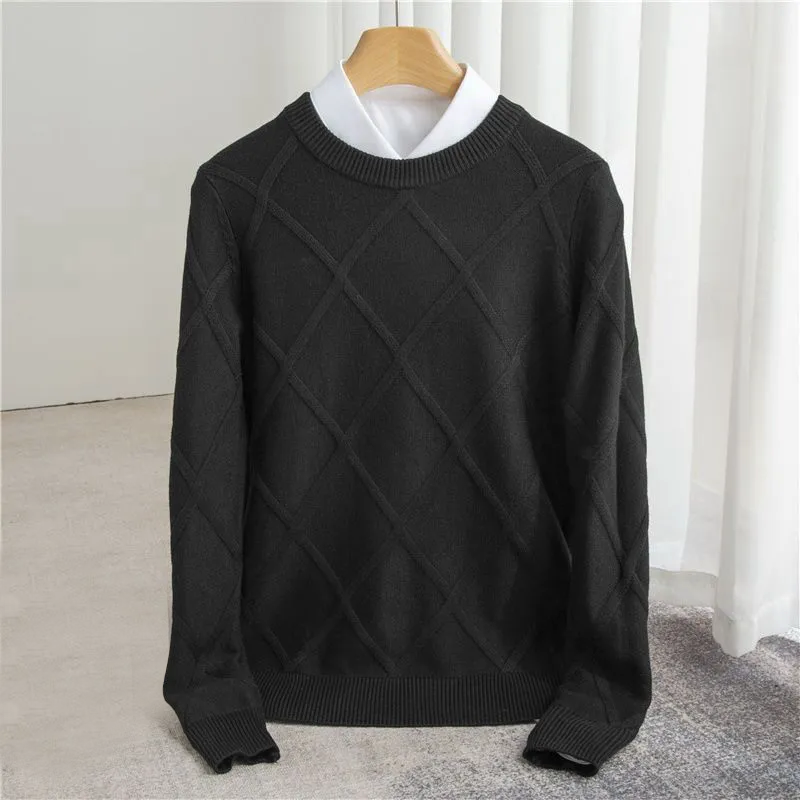 Pull homme à col O argyle et poignets côtelés