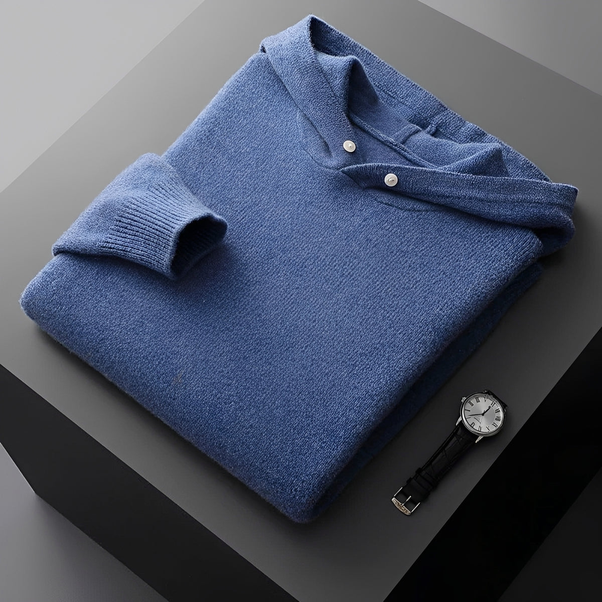 Sweat à capuche homme à bouton et col contrasté - coupe régulière