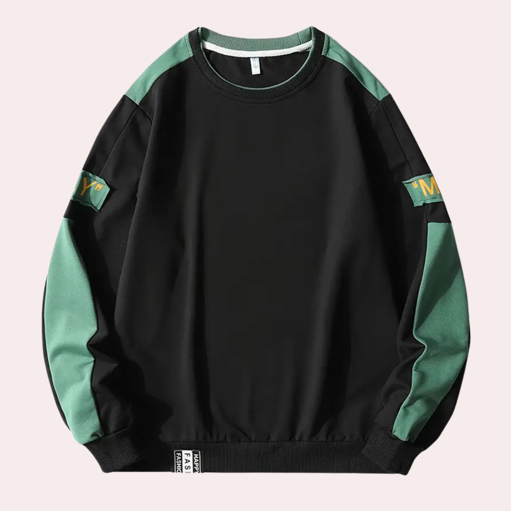 Sweat-shirt à manches longues homme col rond coupe ample design moderne