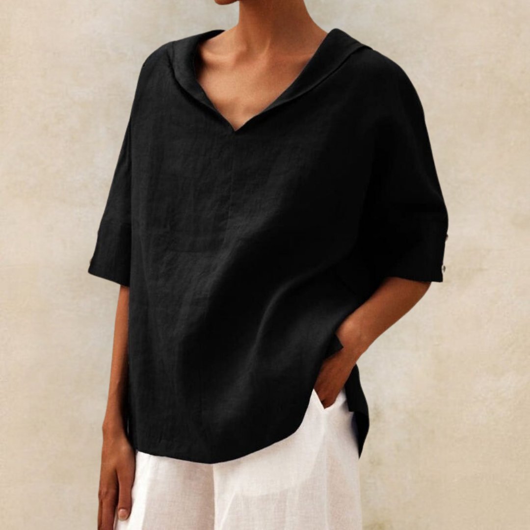 Lena - Blouse pour femme avec col en V en tissu léger