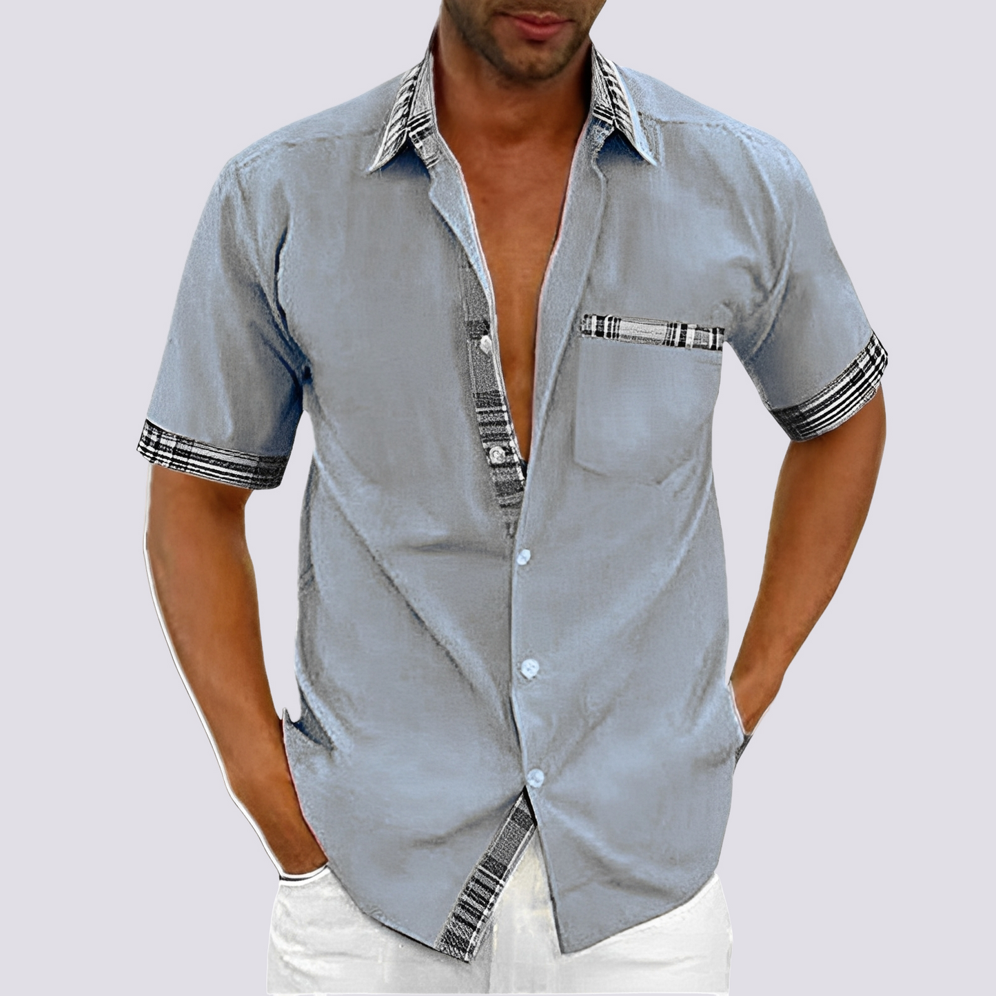 Jonathan - Chemise décontractée à manches courtes avec boutons pour hommes