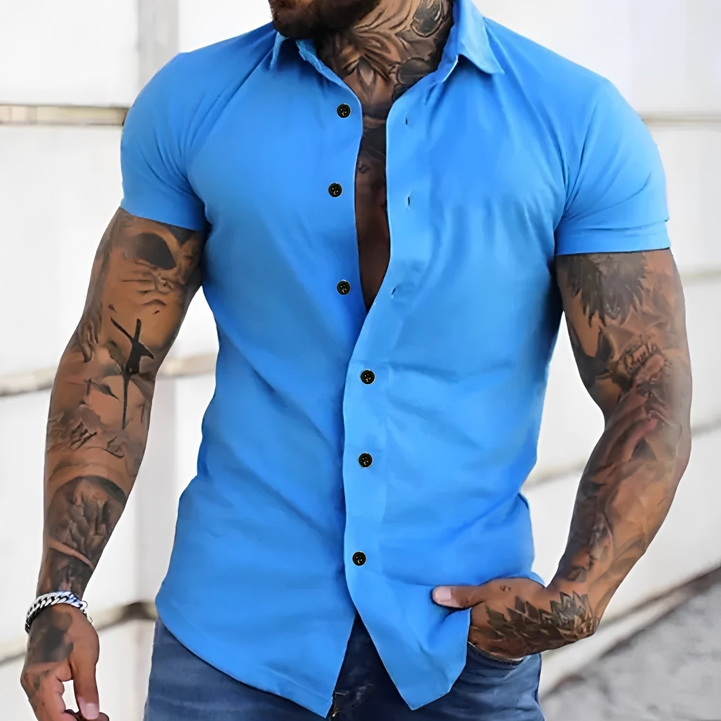 Mark - Chemise décontractée à manches courtes et coupe ajustée pour hommes