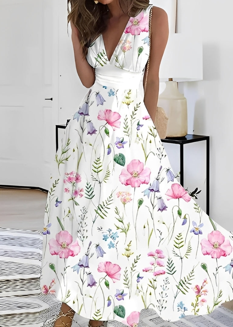 Kathryn - Robe longue élégante à motif floral pour femmes