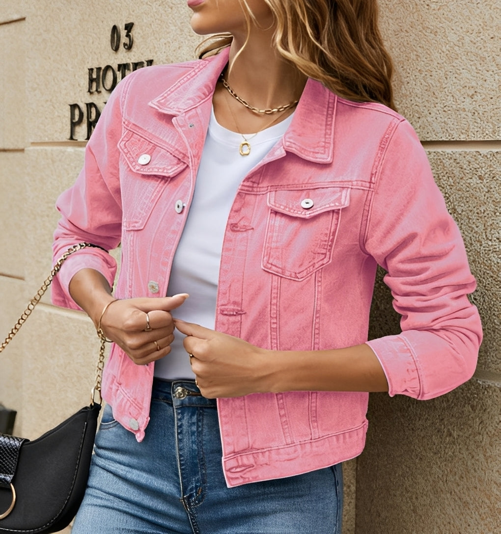 Julia - Veste en jean moderne avec col à revers pour femmes