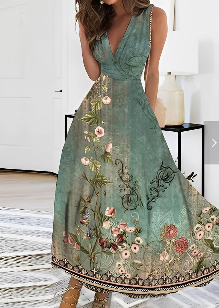 Kathryn - Robe longue élégante à motif floral pour femmes