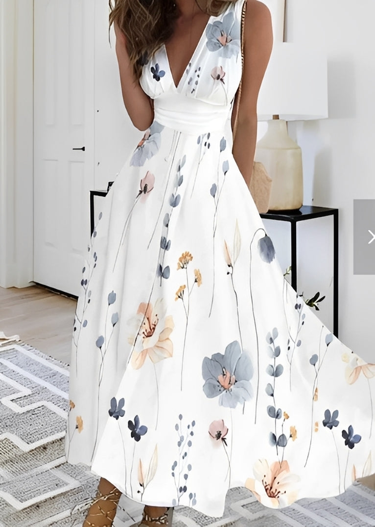 Kathryn - Robe longue élégante à motif floral pour femmes
