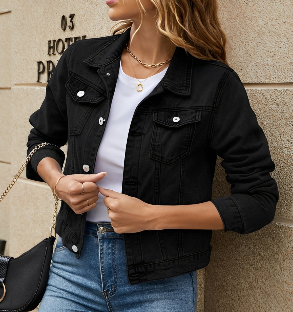 Julia - Veste en jean moderne avec col à revers pour femmes
