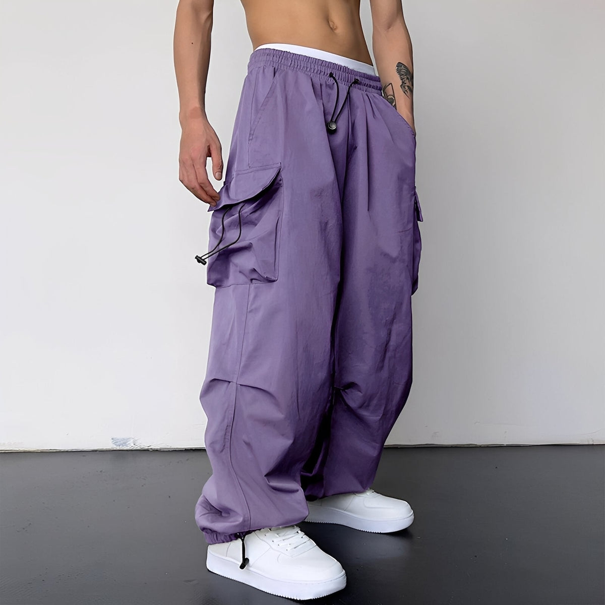 Kaleb - Pantalon cargo moderne à jambes larges