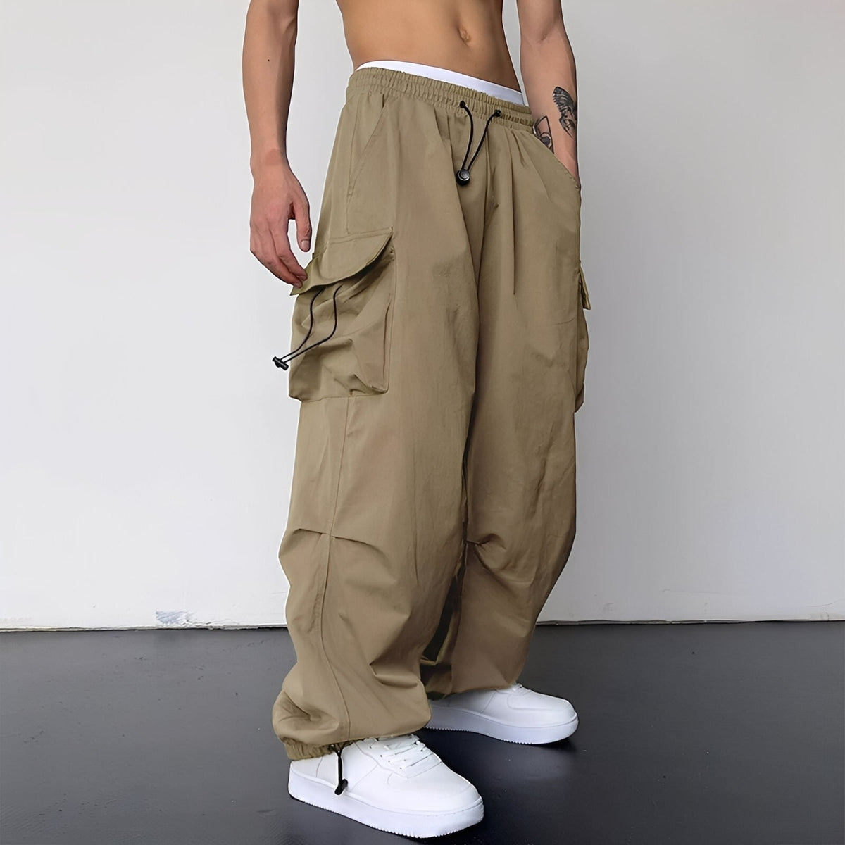 Kaleb - Pantalon cargo tendance à coupe large