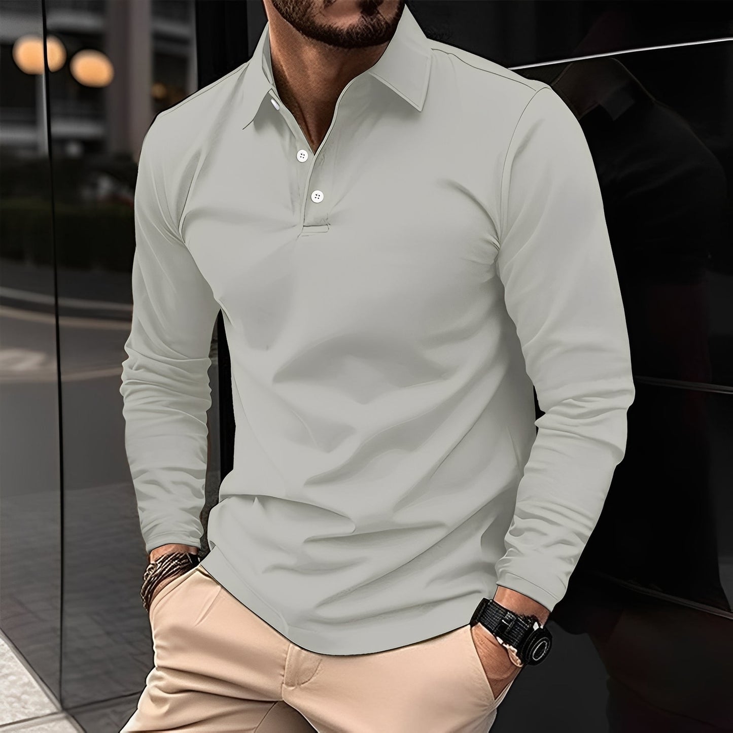 Deacon - Polo à manches longues confortable pour homme