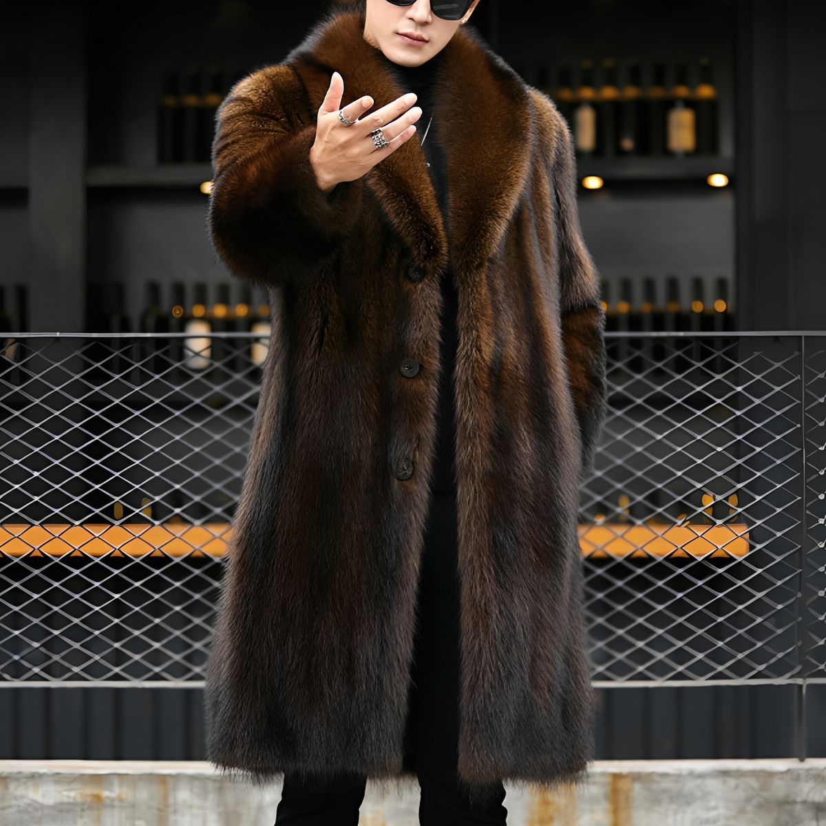 Matteo - Long manteau en fourrure élégant pour homme