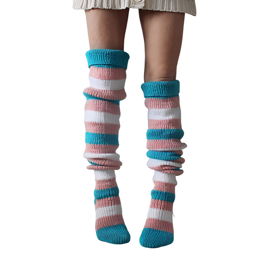 Rhianna - Chaussettes féminines longues et stylées à rayures
