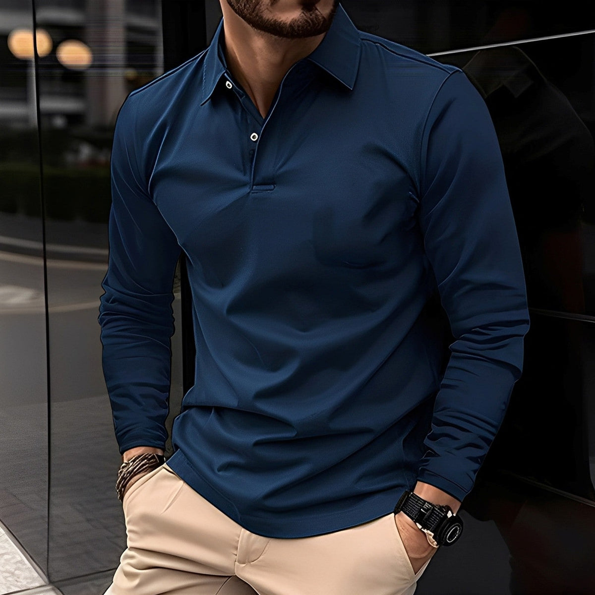 Deacon - Polo à manches longues confortable pour homme