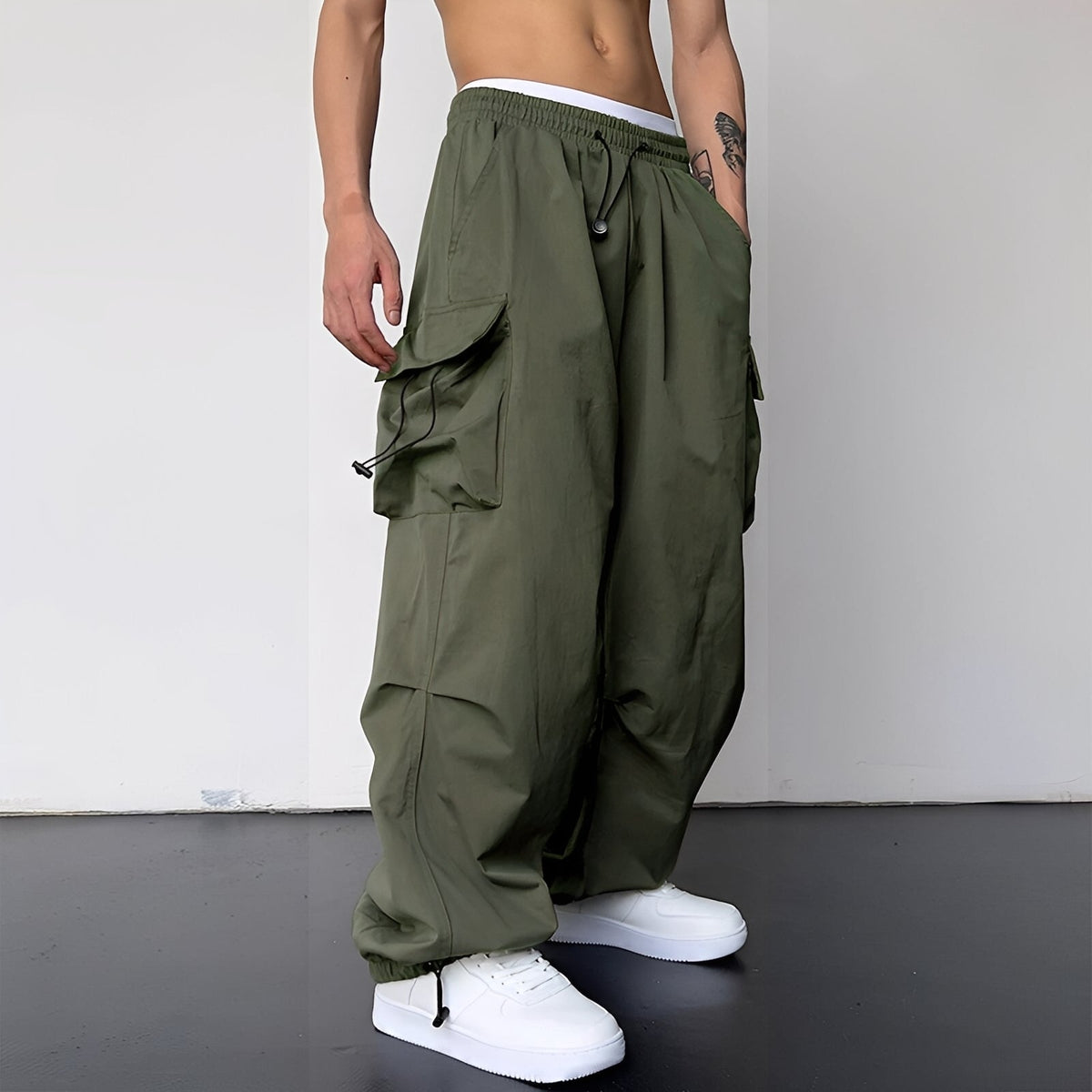 Kaleb - Pantalon cargo tendance à coupe large