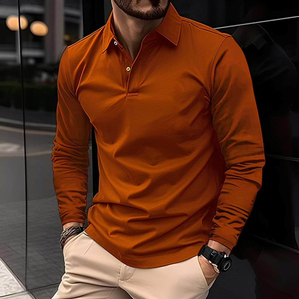 Deacon - Polo à manches longues confortable pour homme