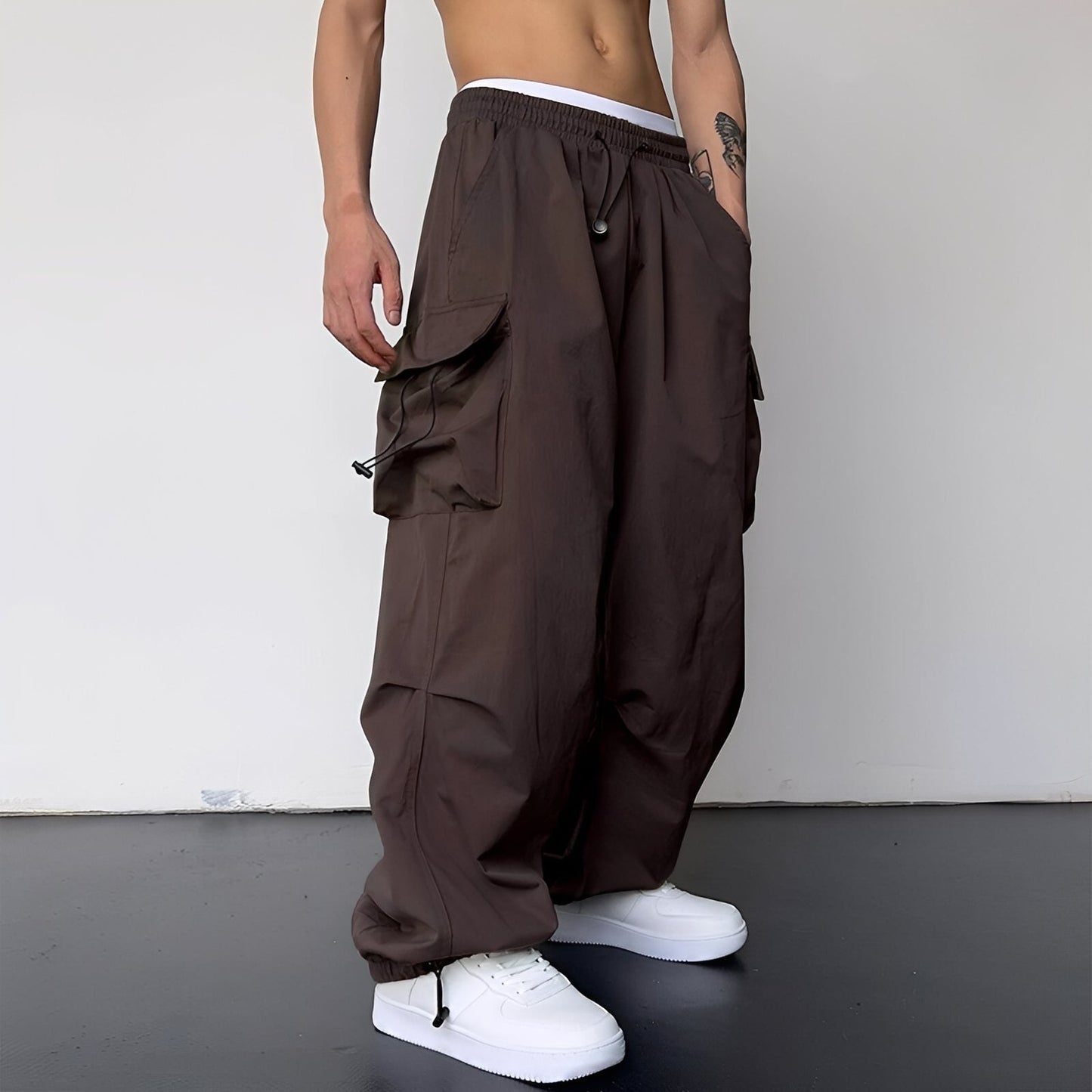 Kaleb - Pantalon cargo tendance à coupe large