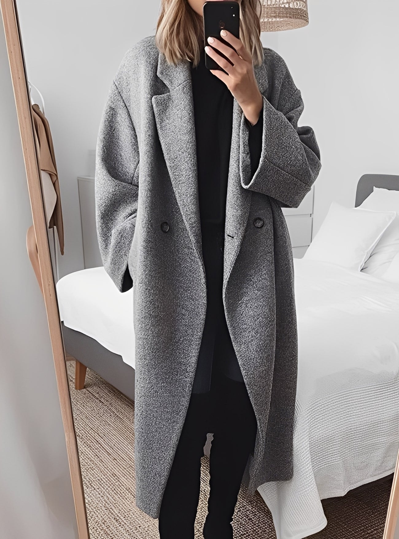 Carolane - Grand manteau en laine pour femme