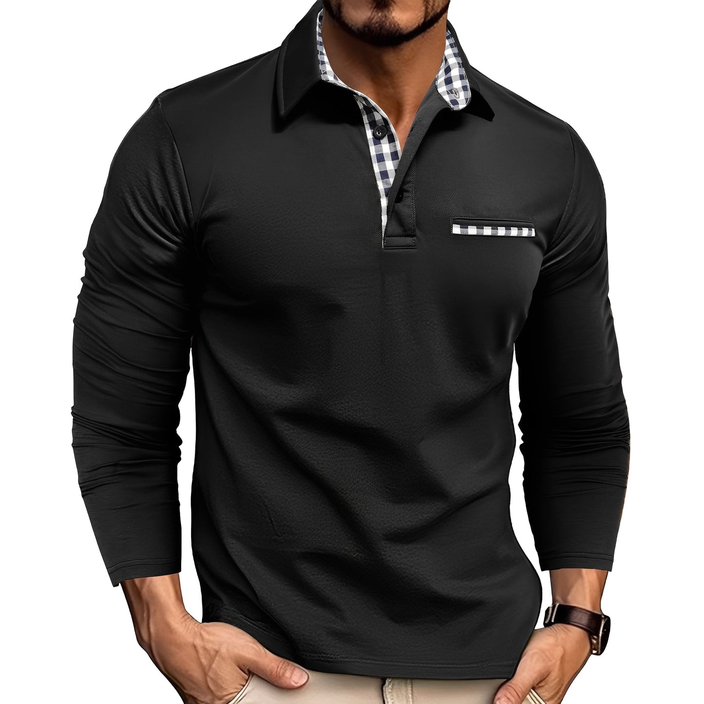 Cédrick - Polo chaud pour l'hiver à manches longues, masculin