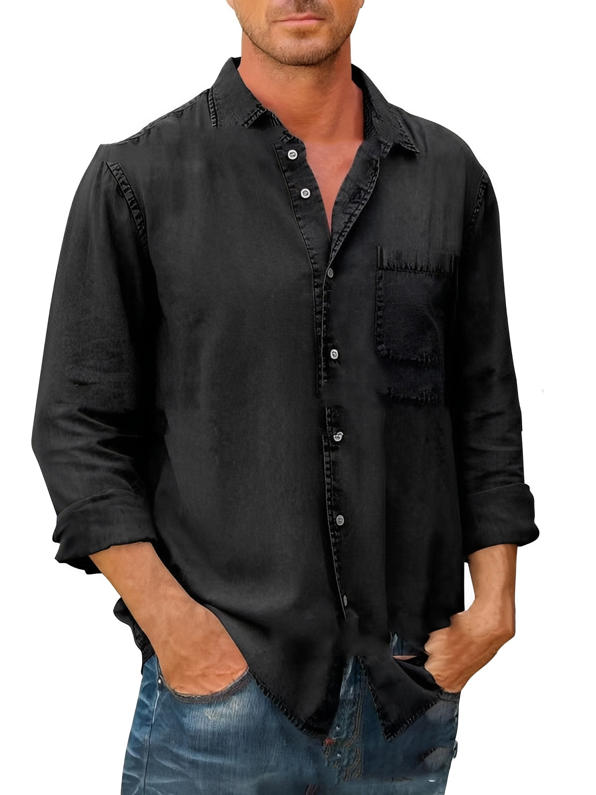 Alfie - Chemise délavée à manches longues
