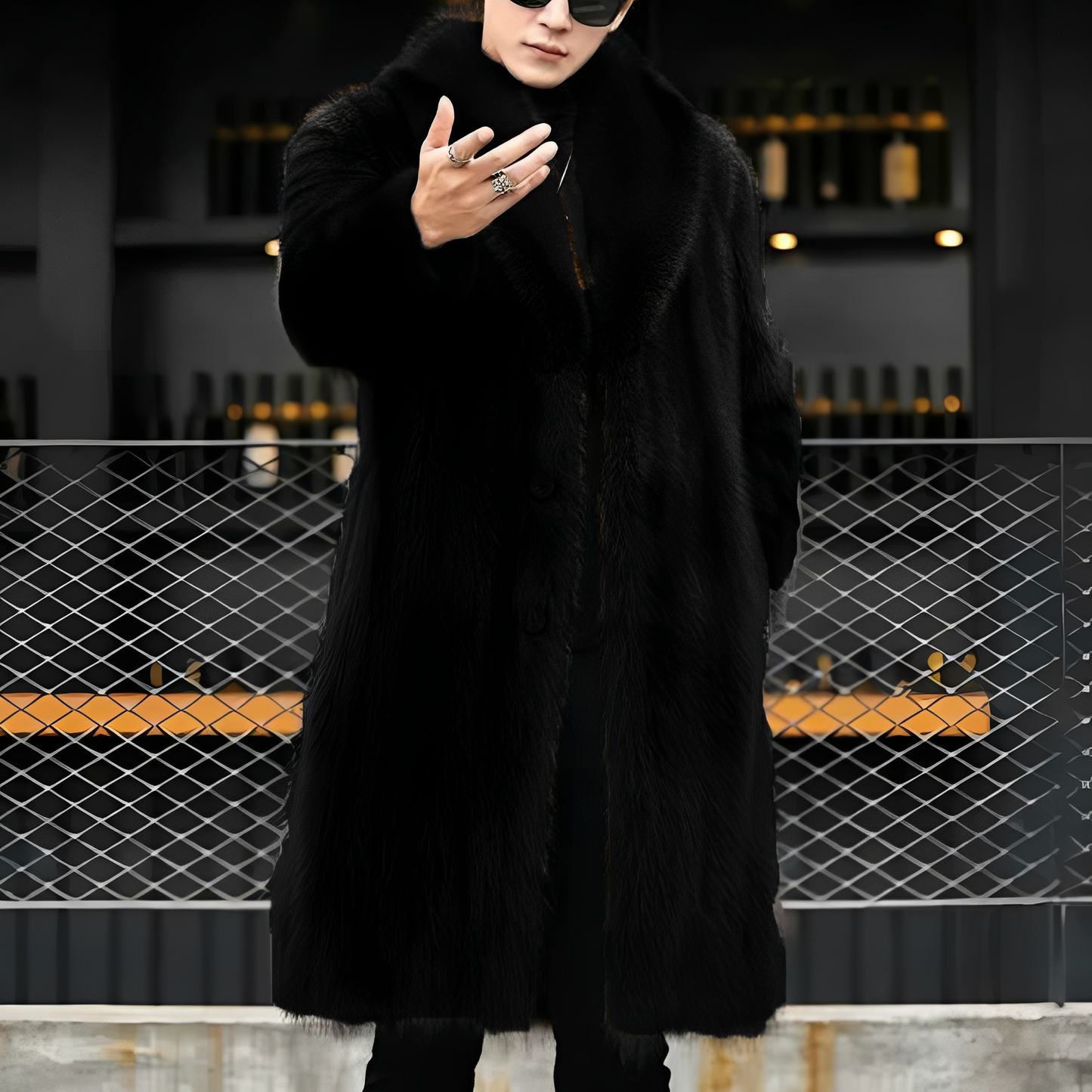 Matteo - Long manteau en fourrure élégant pour homme