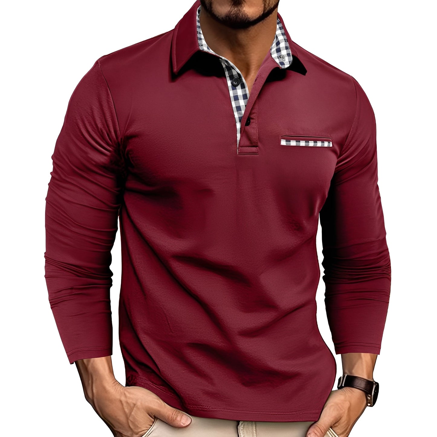 Cédrick - Polo chaud pour l'hiver à manches longues, masculin