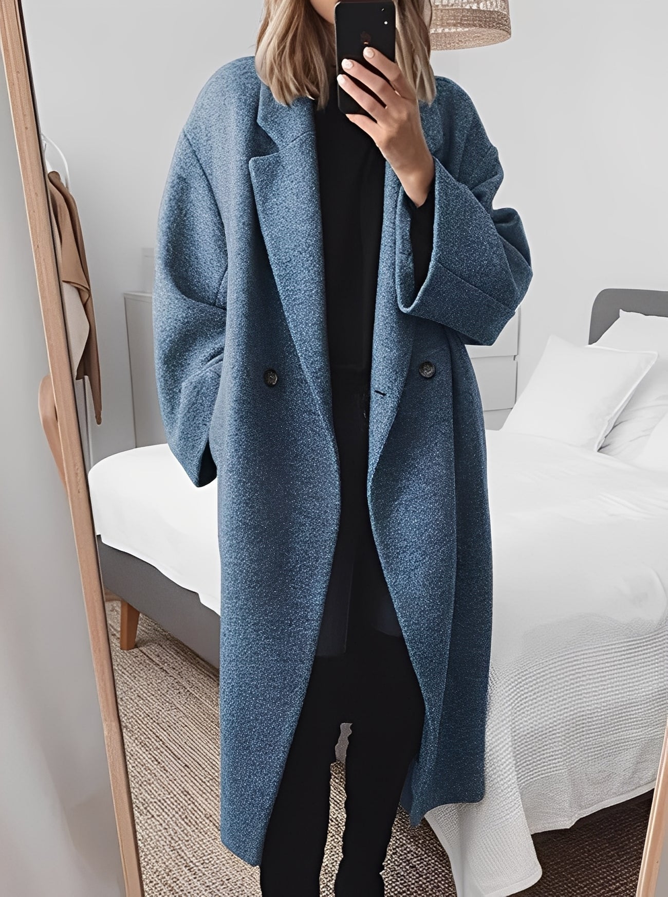 Carolane - Grand manteau en laine pour femme