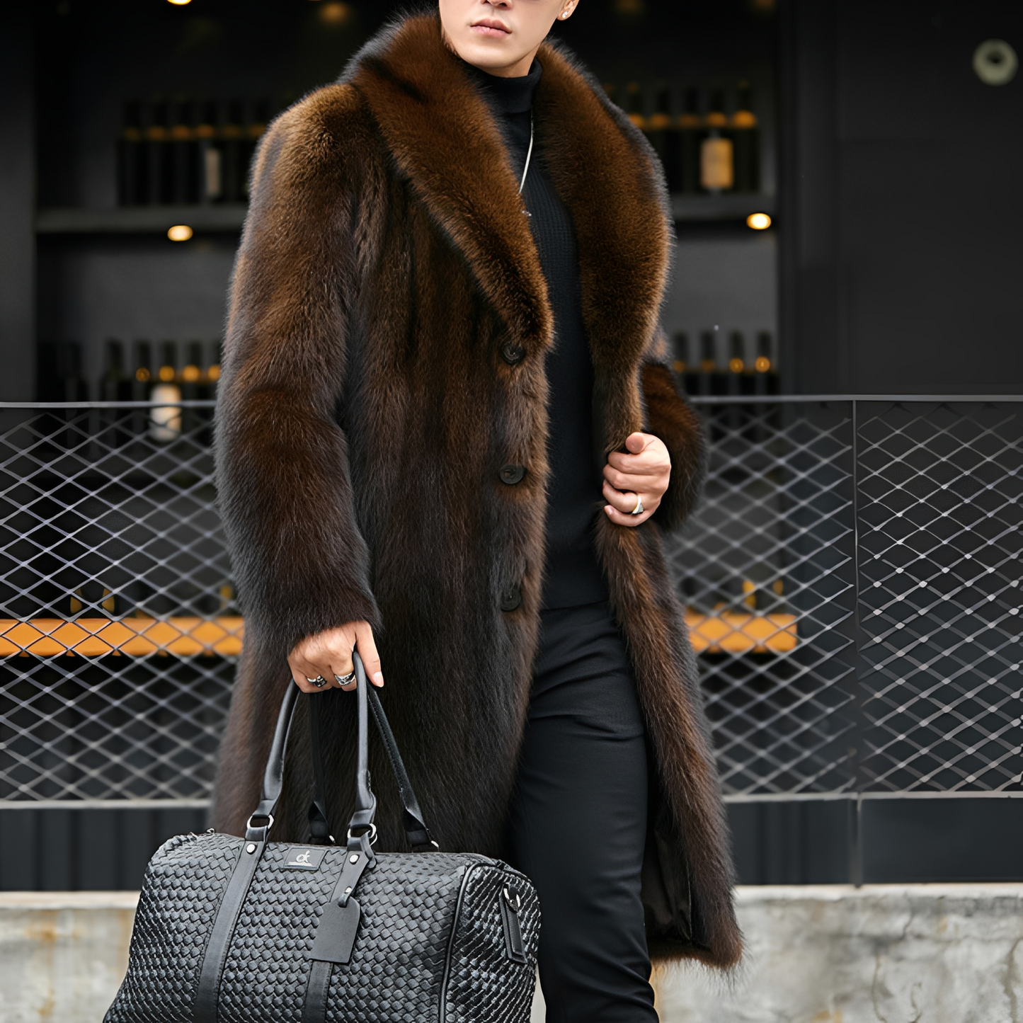 Matteo - Long manteau en fourrure élégant pour homme