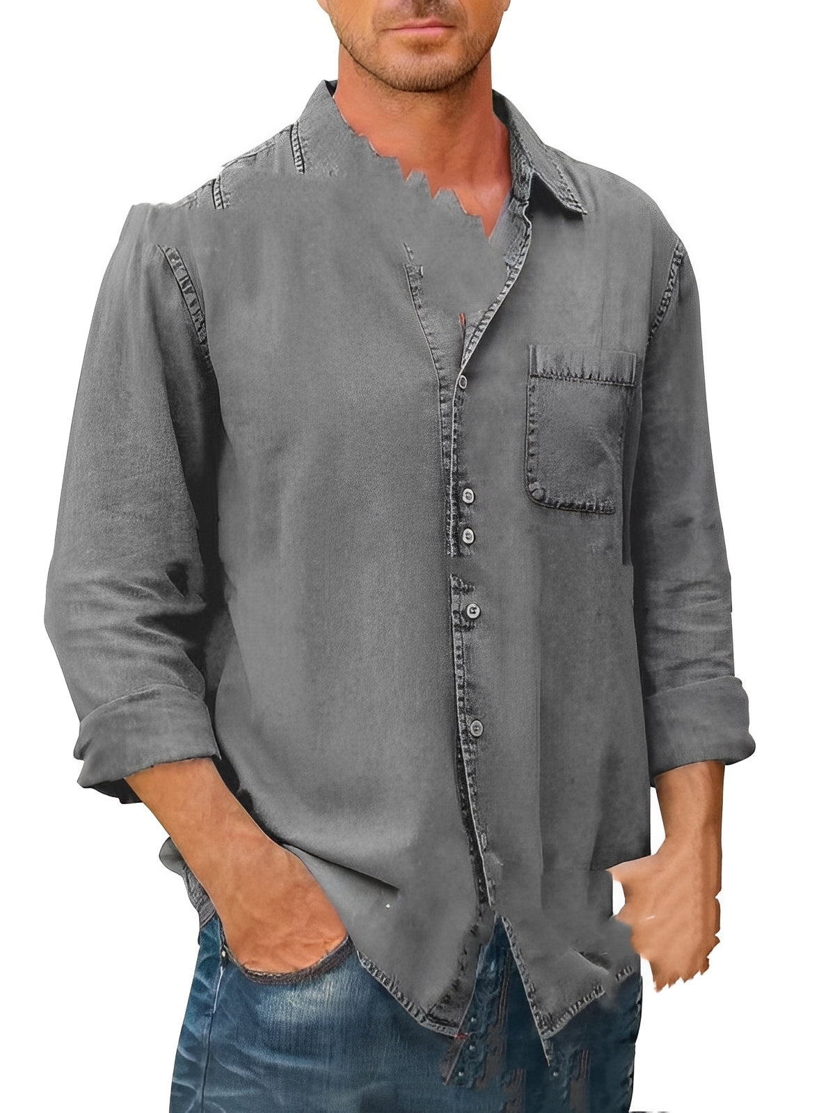 Alfie - Chemise délavée à manches longues