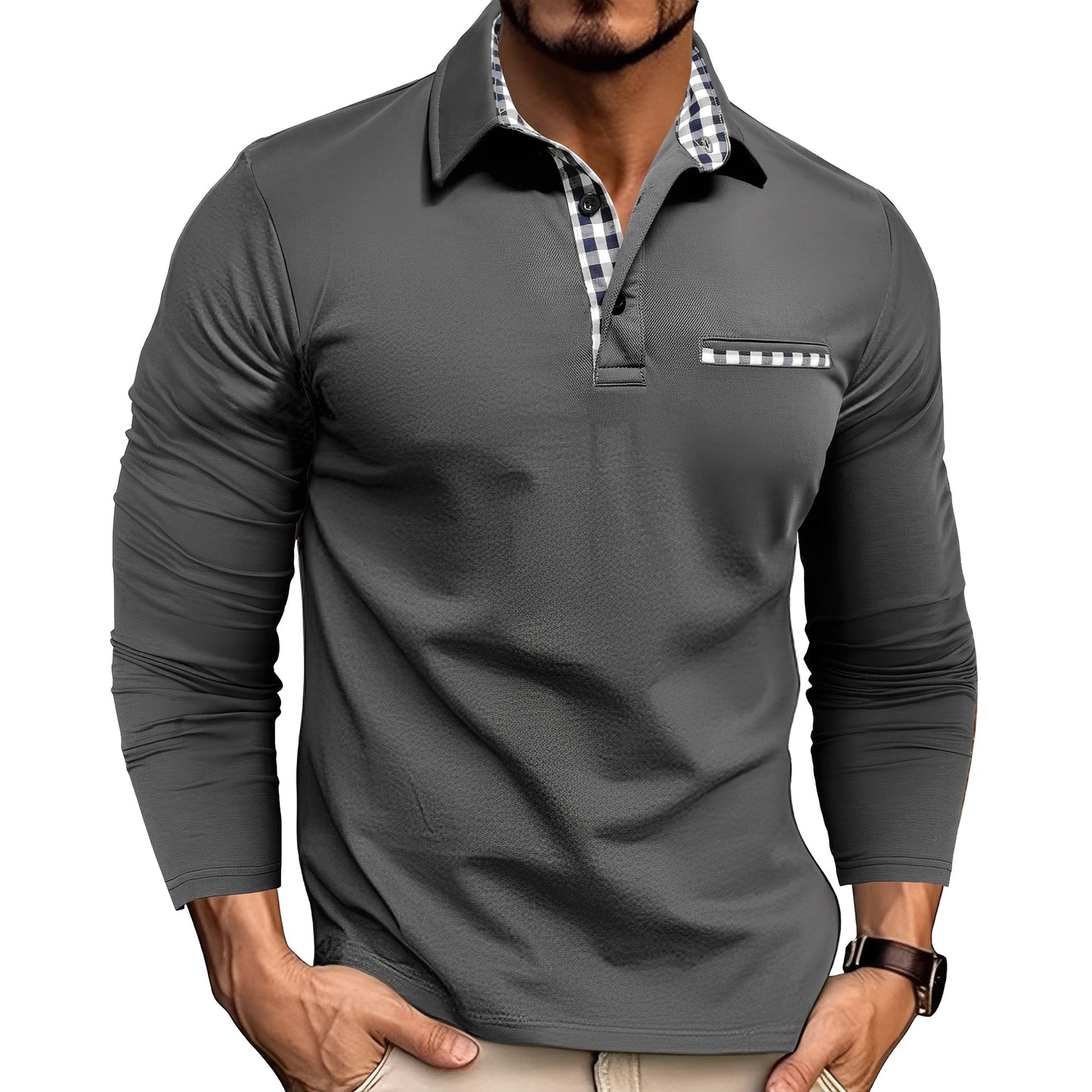 Cédrick - Polo chaud pour l'hiver à manches longues, masculin