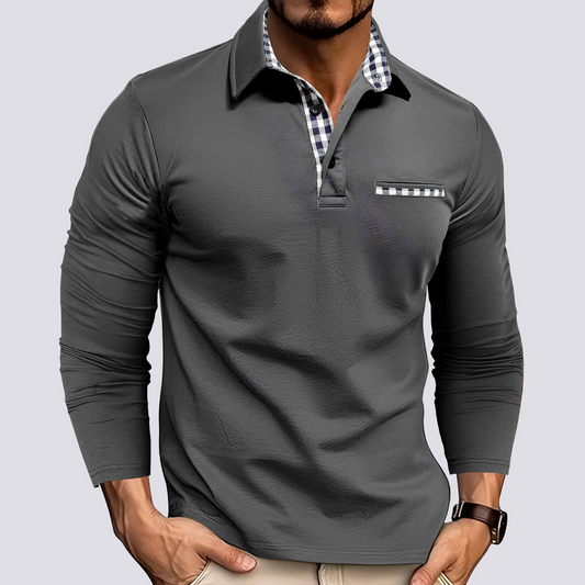 Mark – Polo pour homme – à manches longues décontracté