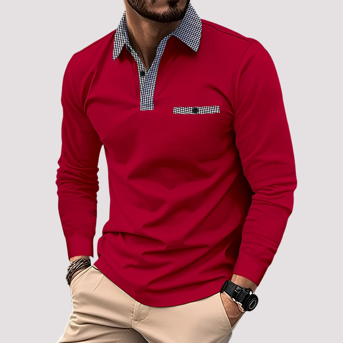 Aidan - Polo à manches longues élégant pour hommes