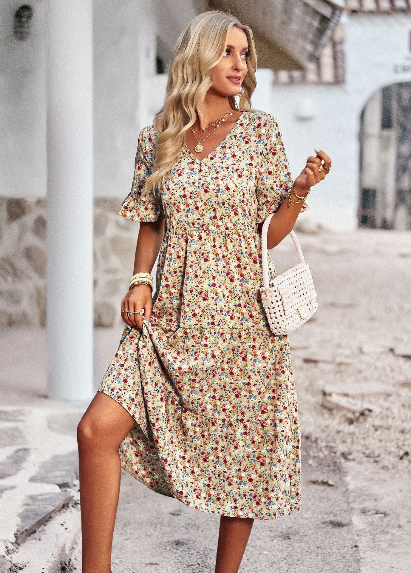 Karly - Robe midi confortable avec imprimé floral pour femmes