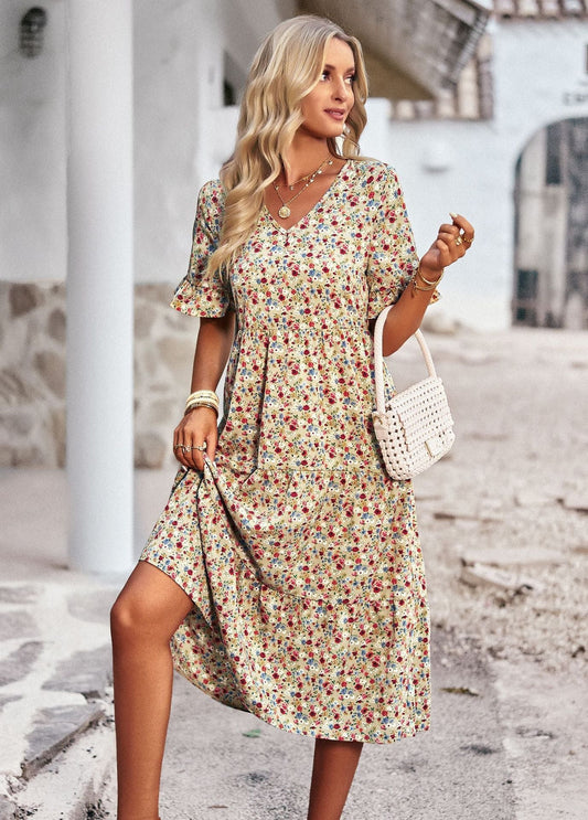 Karly - Robe midi confortable avec imprimé floral pour femmes