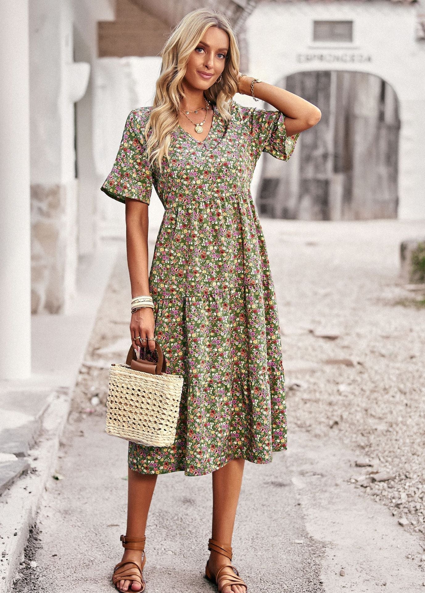 Karly - Robe midi confortable avec imprimé floral pour femmes