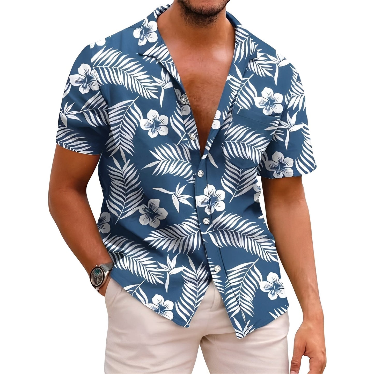 Harry - Chemise élégante à imprimé tropical pour hommes