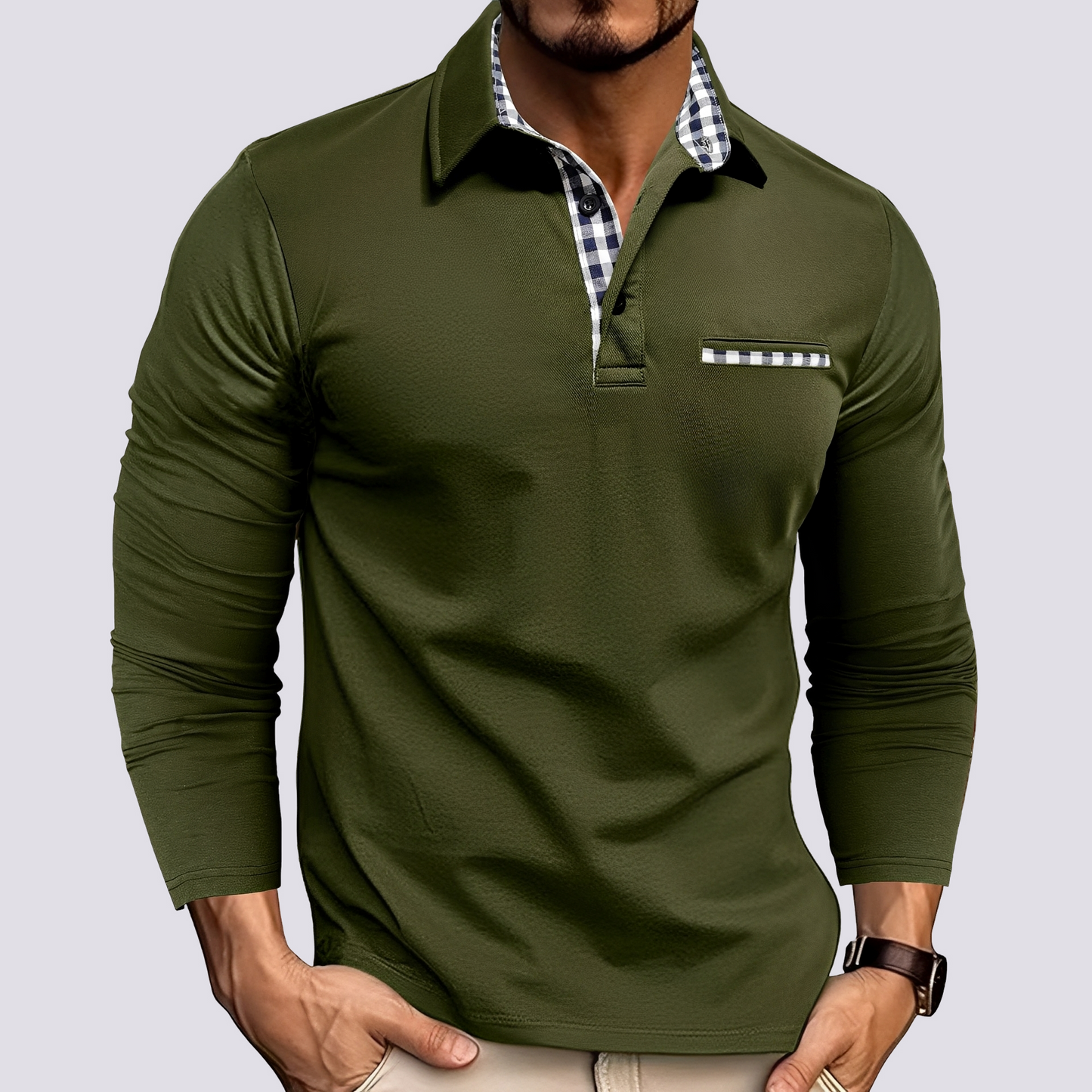 Mark – Polo pour homme – à manches longues décontracté