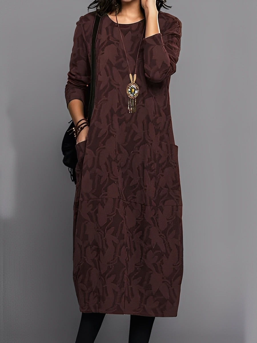 Kadence - Robe chic à manches longues avec motif pour femmes