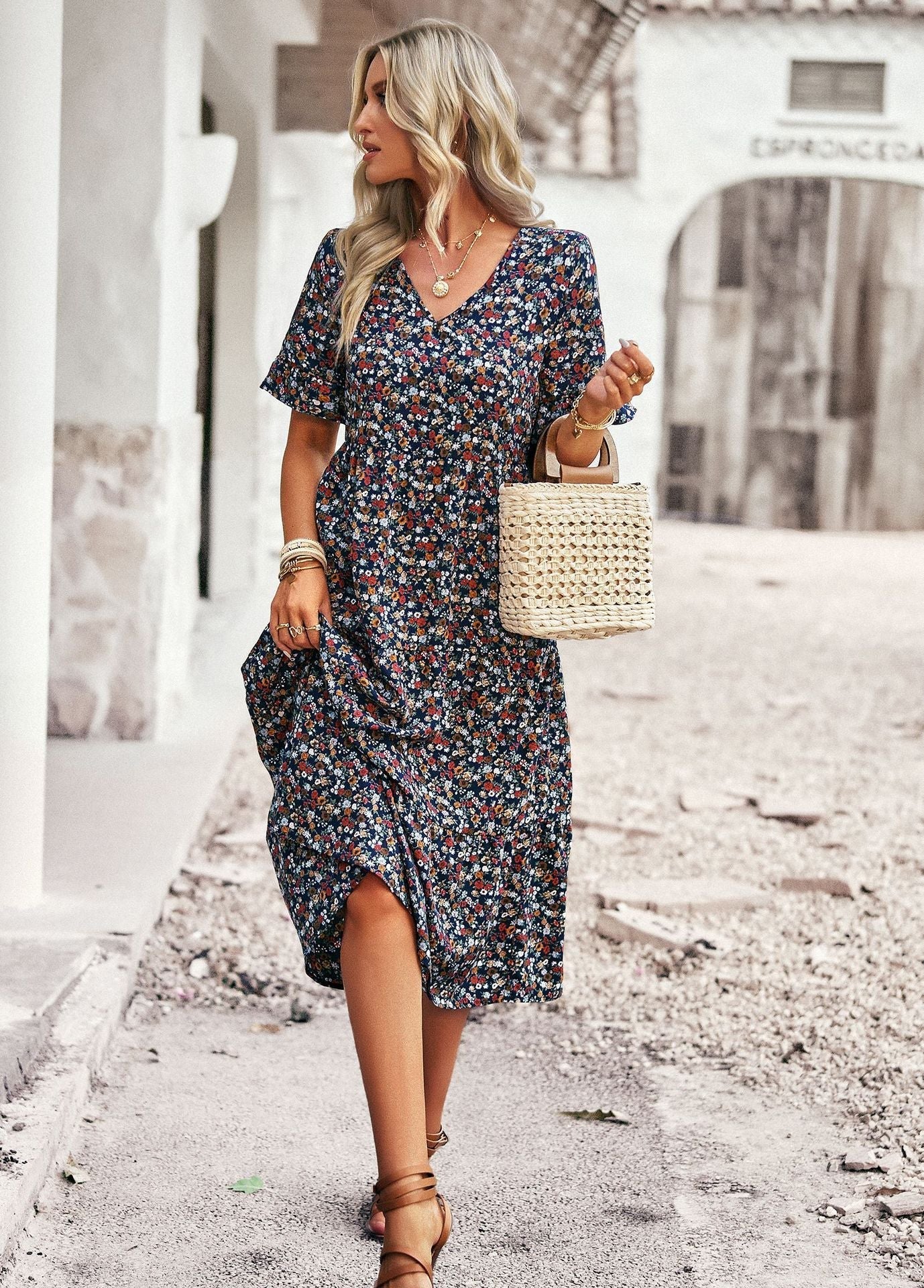 Karly - Robe midi confortable avec imprimé floral pour femmes