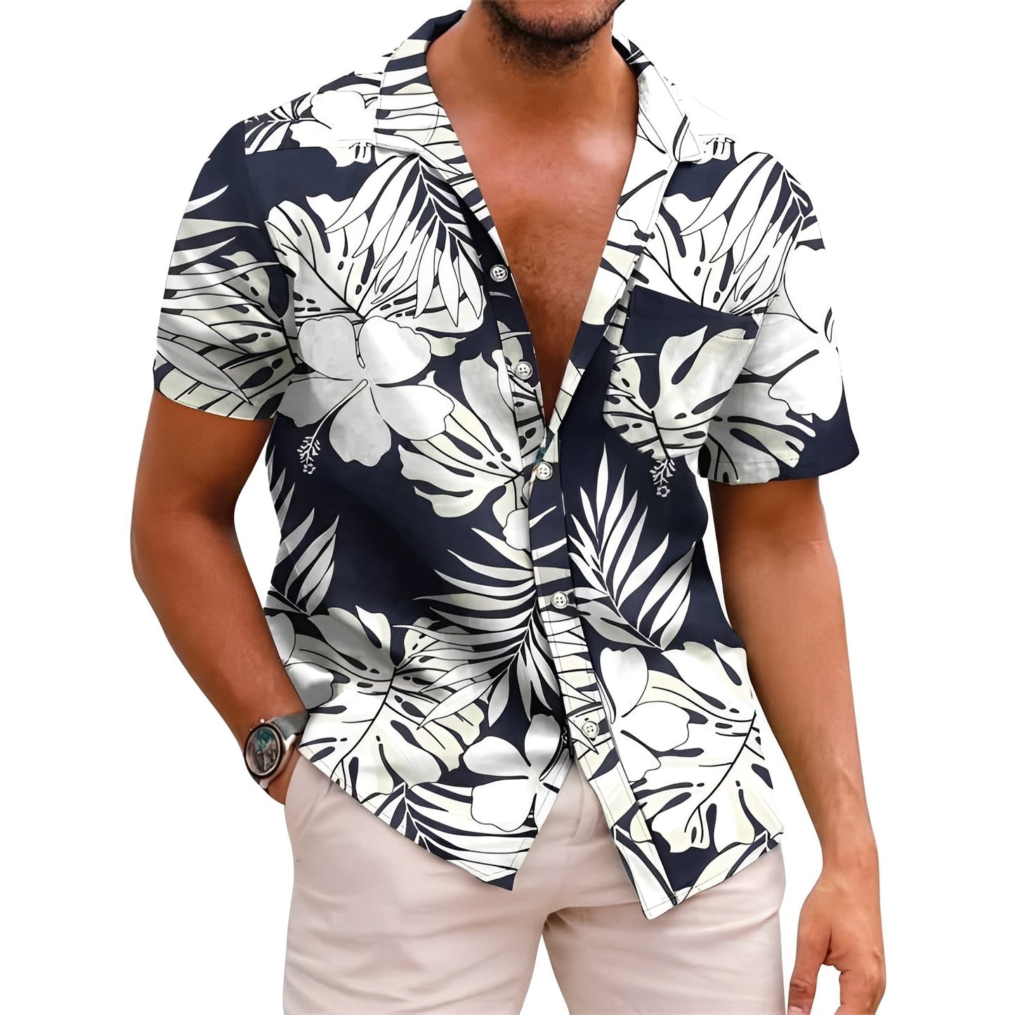 Harry - Chemise élégante à imprimé tropical pour hommes