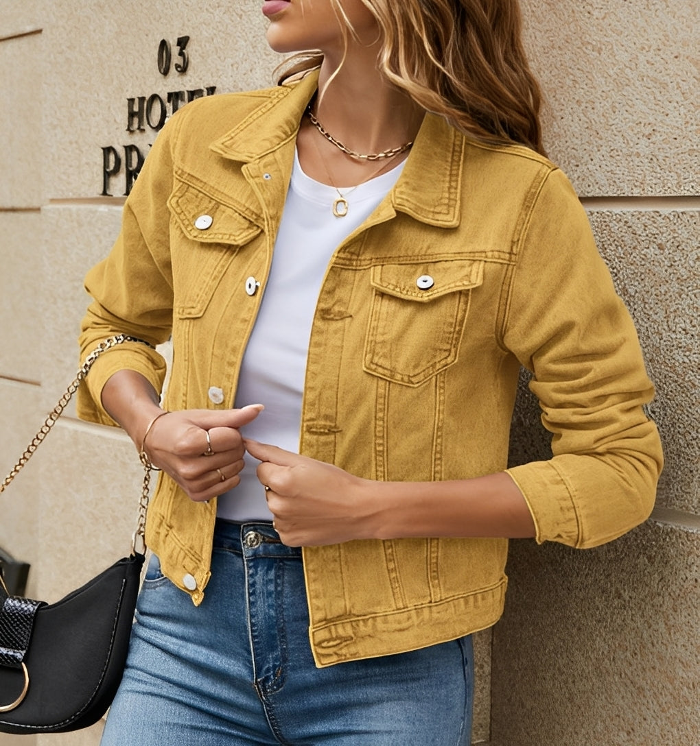 Julia - Veste en jean moderne avec col à revers pour femmes