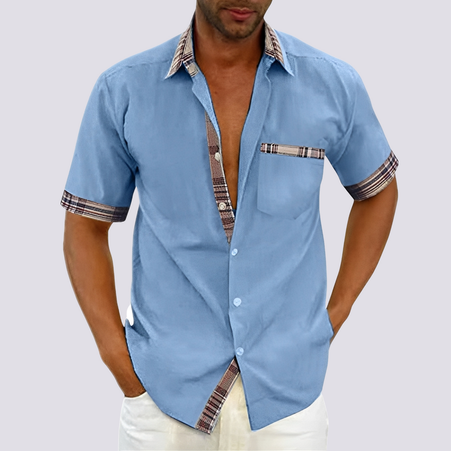 Jonathan - Chemise décontractée à manches courtes avec boutons pour hommes