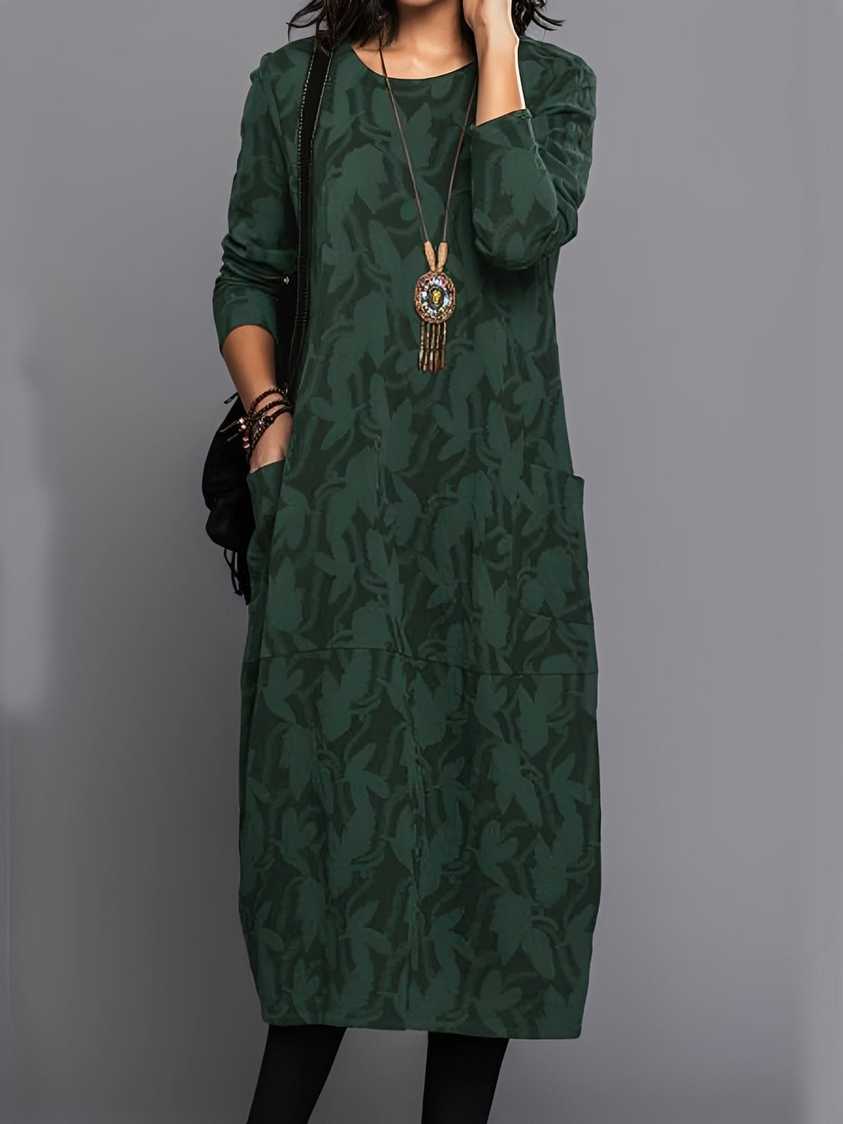 Kadence - Robe chic à manches longues avec motif pour femmes